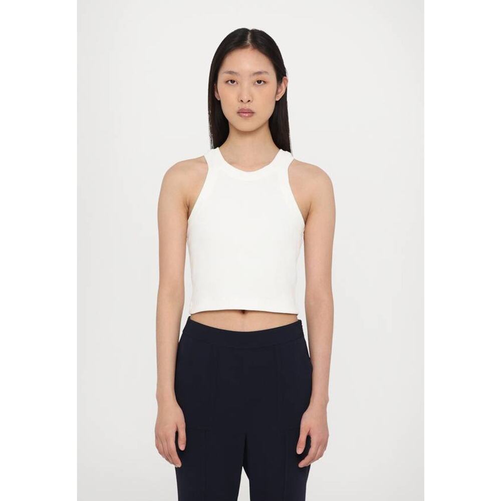 CLOSED	Cropped Racer Tank in Ivory S NWT Clean Girl Minimalist Quiet Luxury Chic